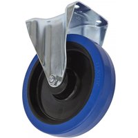 Sealey SCW3200FP castor wheel with fixed plate, blue rim, black center, and metal bracket for mounting.