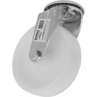 Sealey heavy-duty castor wheel, white with bolt hole, Ø125mm, metal bracket and label on side.