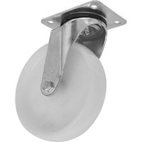 Heavy-duty nylon swivel castor wheel, 80mm diameter, with silver metal mounting plate and bracket.