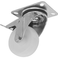 Sealey heavy-duty nylon castor wheel, swivel with total lock, 80mm diameter, silver metal bracket.