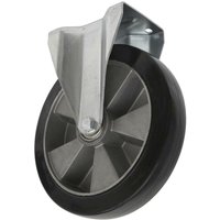 Sealey heavy-duty rubber castor wheel with fixed metal plate, 152mm diameter, black tire, and silver hub.