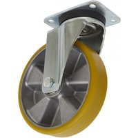 Sealey SCW5200SP castor wheel with yellow rim, silver swivel plate, and metal bracket.