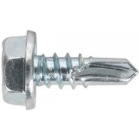 Self-drilling screw with hex head, 4.8 x 13mm, zinc finish, sharp tip, pack of 100 by Sealey.