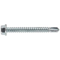 Self-drilling screw 5.5x50mm with hex head, zinc finish, sharp tip, pack of 100 by Sealey.