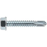 Hex head zinc self-drilling screw, 6.3 x 38mm, silver finish, pack of 100, by Sealey.