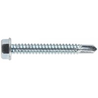 Sealey self-drilling screw, 6.3 x 50mm, hex head, zinc finish, pack of 100, featuring a sharp drilling tip.