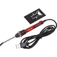 Red Sealey SDL13 USB 3D print finishing tool with black cord and USB connector, includes a plastic welding tip.