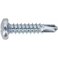 Self-drilling screw 4.2x19mm, silver zinc finish, pan head, Phillips drive, sharp tip, pack of 100 by Sealey.