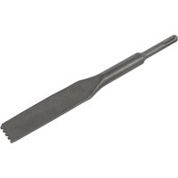 Sealey SDS Plus Mortar Raking Chisel, silver steel with flat blade and serrated edge for precise mortar removal.
