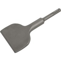 Sealey SDS Plus wide chisel with flat, broad blade and cylindrical shank, metallic gray finish.