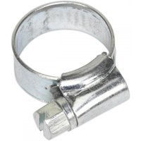 Zinc-plated Sealey hose clip, adjustable diameter 13-19mm, with a screw mechanism, pack of 30.