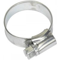 Zinc-plated hose clip by Sealey, adjustable 19-29mm, silver metal with screw mechanism, pack of 20.