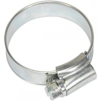 Sealey SHC1X zinc-plated hose clip, adjustable 25-38mm diameter, pack of 20, with screw fastener and smooth band.