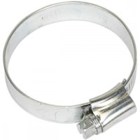 Zinc-plated Sealey hose clip, adjustable 38-57mm, silver finish, pack of 20, with screw mechanism for secure fastening.