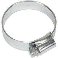 Sealey SHC245 zinc-plated hose clip, silver, adjustable 32-44mm diameter, pack of 20, with screw-tightening mechanism.