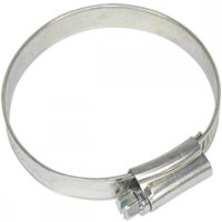 Zinc-plated Sealey hose clip, adjustable Ø44-64mm, silver finish, pack of 20, with screw mechanism for secure fastening.