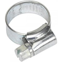 Zinc-plated Sealey hose clip, 10-16mm diameter, silver finish, with screw adjustment, pack of 30.