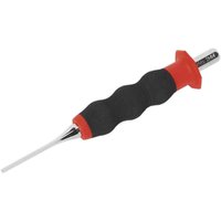 Sealey Sheathed Parallel Pin Punch with black textured grip handle, red accents, and a tapered metal tip.