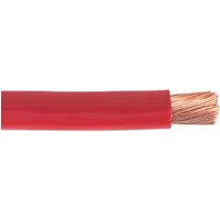 Red Sealey 300A automotive battery starter cable with exposed copper wire strands at one end.