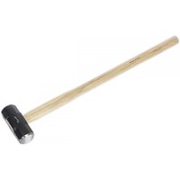 Sealey SLH10 sledge hammer with 10Lb black steel head and long smooth hickory wood shaft.