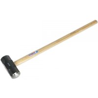 Sealey SLH14 sledge hammer with black 14Lb head and long hickory wood shaft.