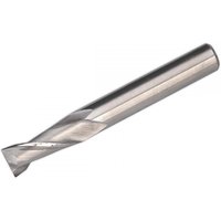 Silver Sealey HSS end mill, 8mm diameter, 2 flute design with spiral cutting edges and smooth cylindrical shank.