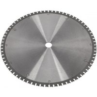 Circular metal cut-off saw blade, 355mm diameter, 72 teeth, central hole, silver with black edge.