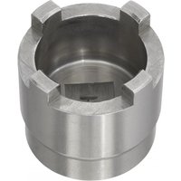 Sealey SMC20 motorcycle swingarm locknut, silver, cylindrical with 4-pin design, 37mm diameter.