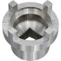 Sealey SMC21 swingarm locknut socket, silver metal, 4-pin design, 42mm diameter, cylindrical shape with notched edges.