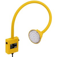 Yellow Sealey SMD LED floodlight with flexible arm and round light head, designed for loading bays.