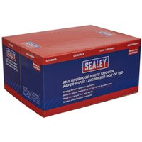 Sealey Smooth White Multi Purpose Paper Wipes in a red and blue box with bold Sealey logo and product details.