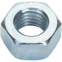 Hexagonal steel nut, M12 size, zinc-coated, with threaded interior, part of a 25-pack by Sealey.