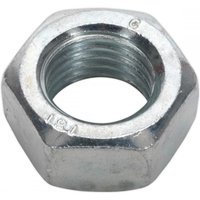 Steel hexagonal nut, M20 size, zinc-coated, shiny finish, Sealey SN20, pack of 10.