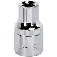 Chrome Sealey Walldrive socket, 9mm, 1/2in square drive, fully polished with knurled grip and engraved markings.