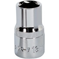 Silver Sealey Walldrive® socket, 13mm, 1/2in square drive, fully polished with knurled grip and engraved markings.
