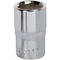 Sealey SP1217 Walldrive® socket, 17mm, 1/2in square drive, fully polished silver finish with engraved size marking.
