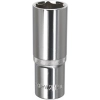 Sealey SP1221D deep socket, 21mm, 1/2in drive, fully polished silver finish with Walldrive® design.