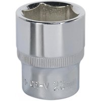 Sealey SP1223 Walldrive socket, 23mm, 1/2inSq drive, fully polished chrome finish with knurled grip.