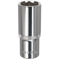 Sealey SP1224D deep socket, 24mm, 1/2in drive, fully polished silver finish with Walldrive® design.