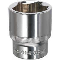 Sealey SP1228 Walldrive socket, 28mm, 1/2inSq drive, fully polished chrome finish with engraved size marking.