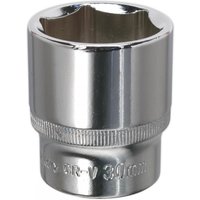 Sealey SP1230 Walldrive socket, 30mm, 1/2in square drive, fully polished silver finish with engraved size markings.