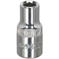 Sealey Walldrive socket, 5.5mm, 1/4in square drive, fully polished silver finish with engraved size marking.