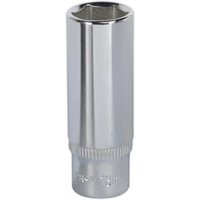 Silver Sealey deep socket, 13mm, 1/4in square drive, fully polished with Walldrive® design.