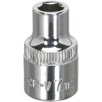 Sealey SP3807 Walldrive socket, 7mm, 3/8in square drive, fully polished chrome finish with engraved size marking.