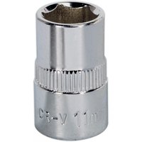 Sealey 11mm Walldrive socket, 3/8in square drive, fully polished chrome finish with knurled grip section.