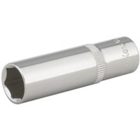 Sealey SP3813D Walldrive socket, 13mm deep, 3/8in square drive, fully polished silver finish with knurled grip.