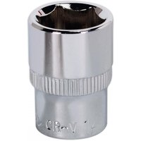 Sealey SP3814 Walldrive socket, 14mm, 3/8in square drive, fully polished silver finish with ribbed grip.