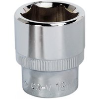 Sealey SP3818 Walldrive socket, 18mm, 3/8in square drive, fully polished chrome finish with knurled grip.