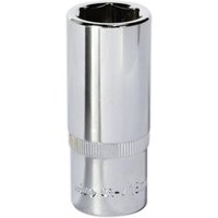 Sealey SP3818D Walldrive socket, 18mm deep, 3/8in square drive, fully polished chrome finish with knurled grip.
