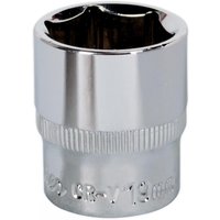 Silver Sealey Walldrive socket, 19mm, 3/8in drive, fully polished with ridged grip and engraved markings.
